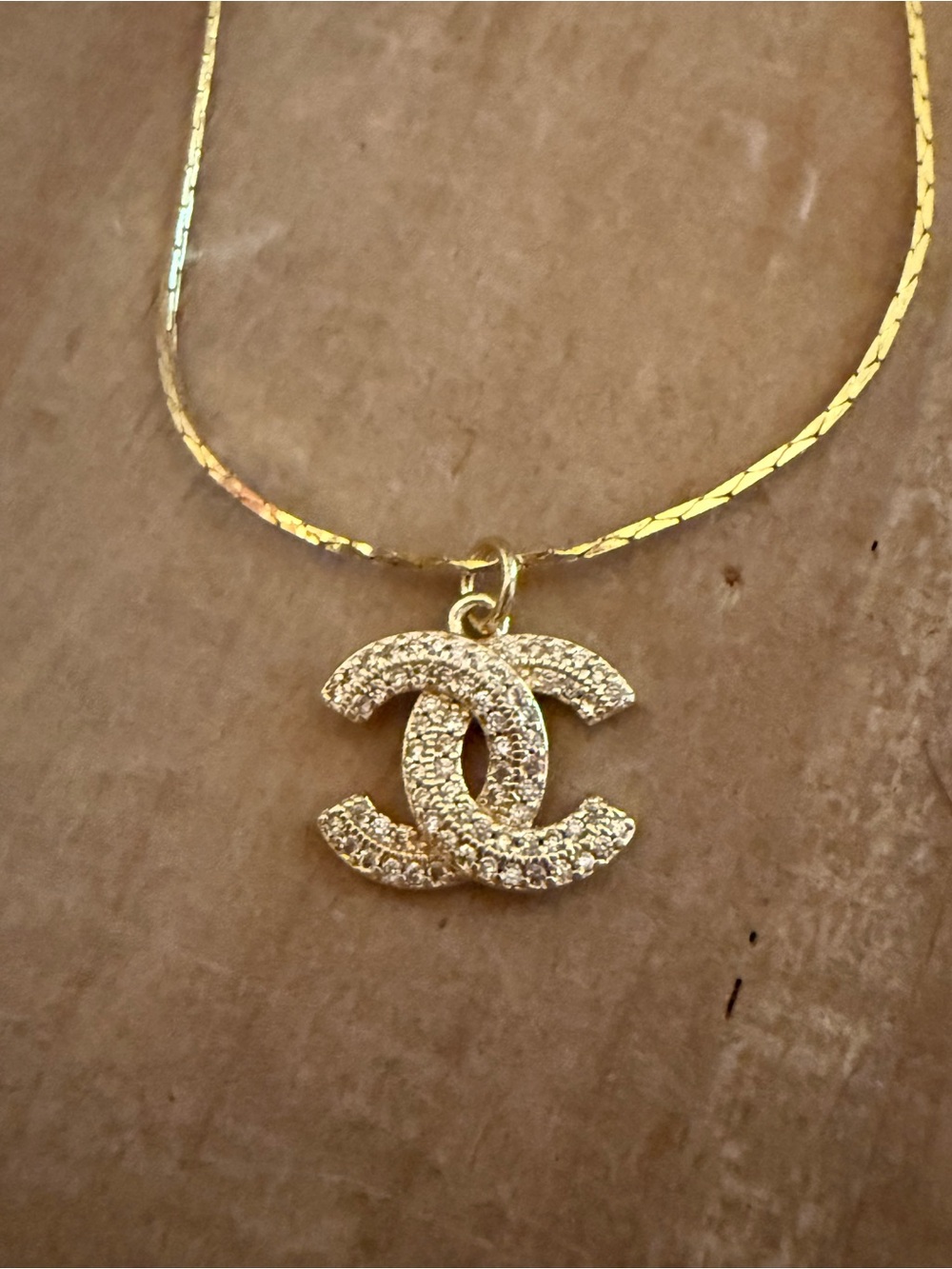 Designer Inspired CC Pendant Necklace • 17”